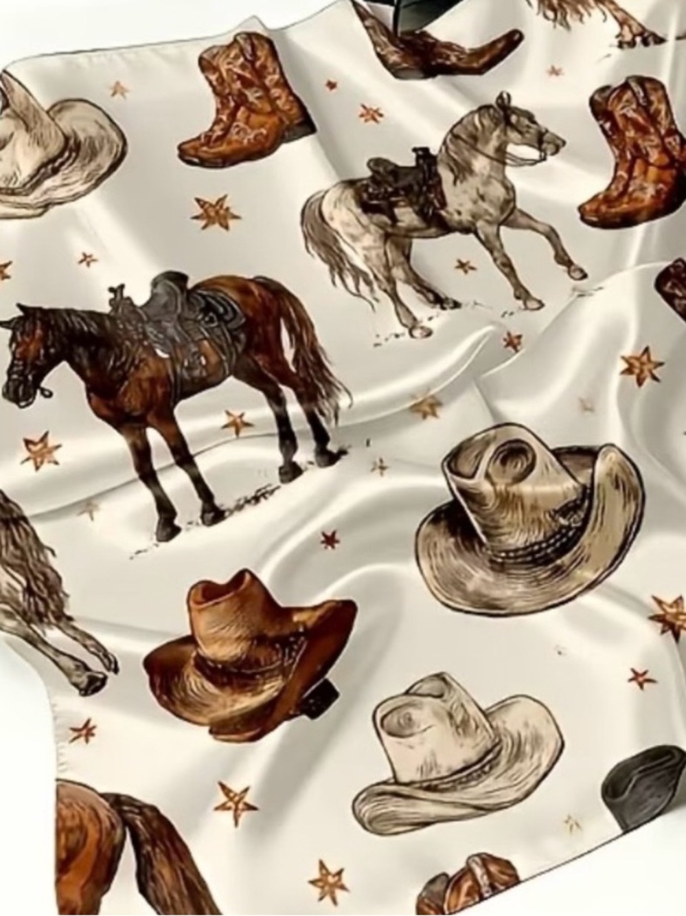 Cowboy Hat & Boots Print Scarf - Hats, Boots & Horses